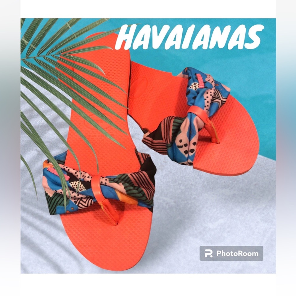 Havaianas flip flops Thong 9/10 St. Tropez Classic Pink And Multi Color Fabric